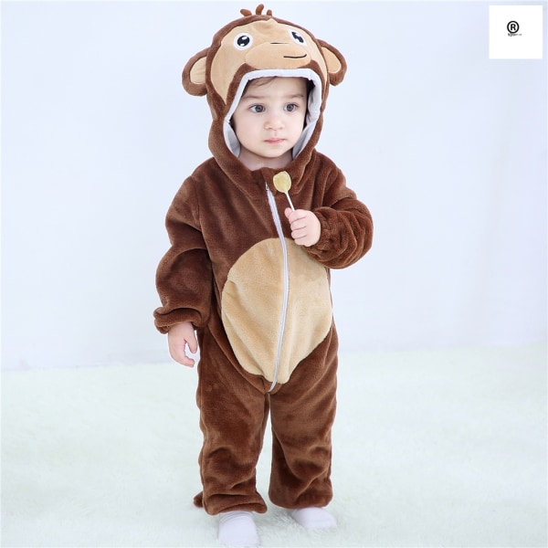 Toddler Unisex Set Hooded Jumpsuit Fox And Animal Print Brown Lion Jumpsuit 80 6-12 Months