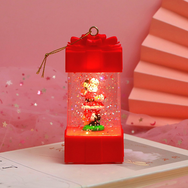 Presentförpackning Formad snöglob Lykta LED Xmas Festival Ornament Glittrande Hängande Julljus Batteri som drivs för hemmet Old Man