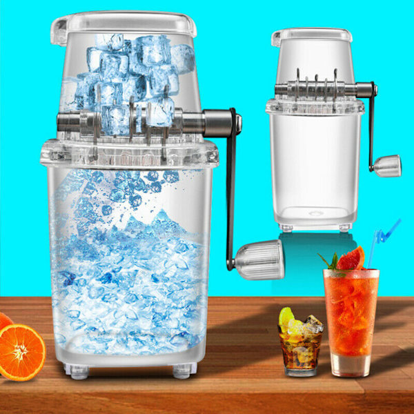 Bärbar manuell iskross Rakmaskin Strimlarmaskin Hand Snow Cone Transparent Ice Machine