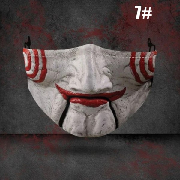 Halv ansiktsskrämmask för Halloween Cosplay rekvisita Skrämmande cover Halloween Festival Festtillbehör 5 Pack 7