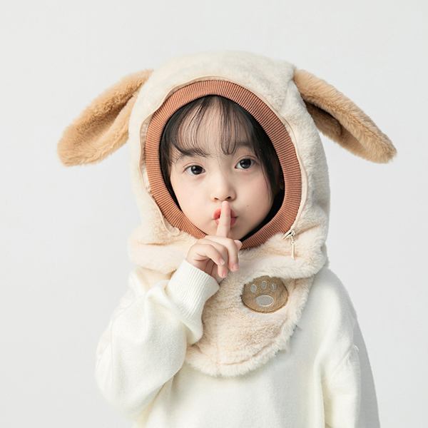 Söt tecknad mask cover hatt Anti-dimma värmande utomhus hatt för shopping Pink Rabbit ears