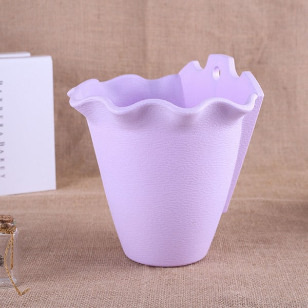 Vägghängande kruka Plast Bekvämlighet Väggfäste Blomkruka Växter Behållare Korg Kruka för inomhus utomhus Purple