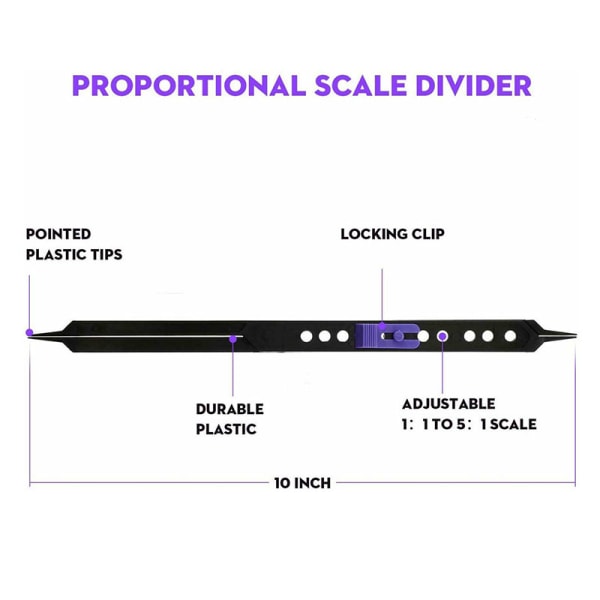 10 Inches Proportional Scale Divider Ritverktyg för konstnärer Justerbar plast Nytt