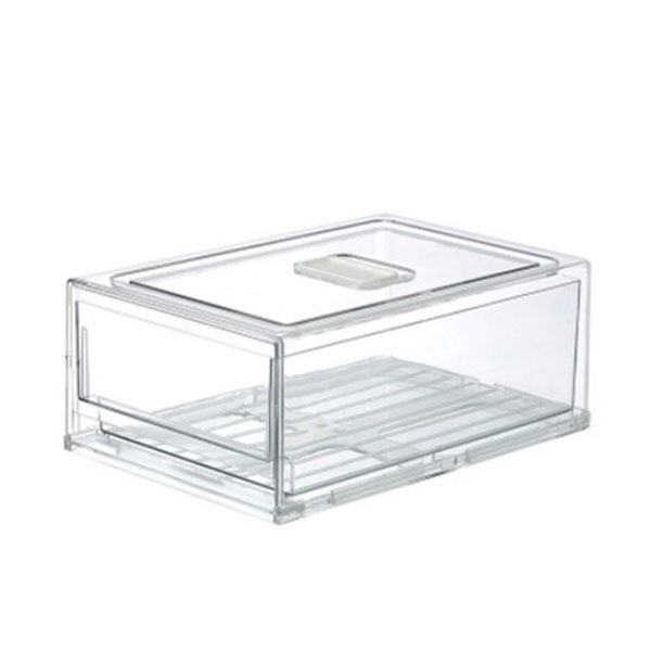 Rensa Kylskåp Förvaringslåda Låda Design Avloppsstapling Transparent Frukt Organizer Bin Hushåll With Partition Medium