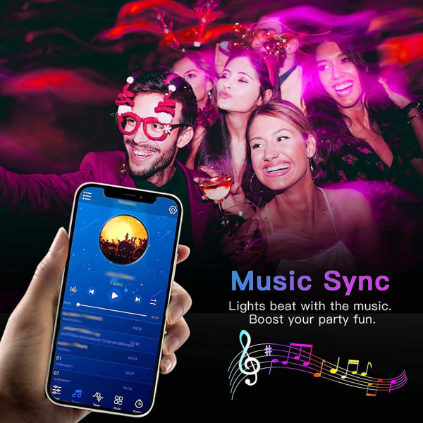 RGB- set med fjärrkontroller Bluetooth-kompatibla appar Party Bröllopslampor Dekor för inomhusrum 5m