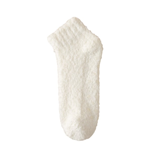 Fuzzy ankelstrumpor för damer med halkfri prick, hög elastisk ventilerande strumpa för kallt väder White