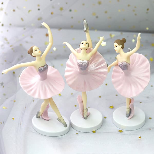 Balett Flickor Figurine Bröllop Födelsedagstårta Topper Doll House Ornament White
