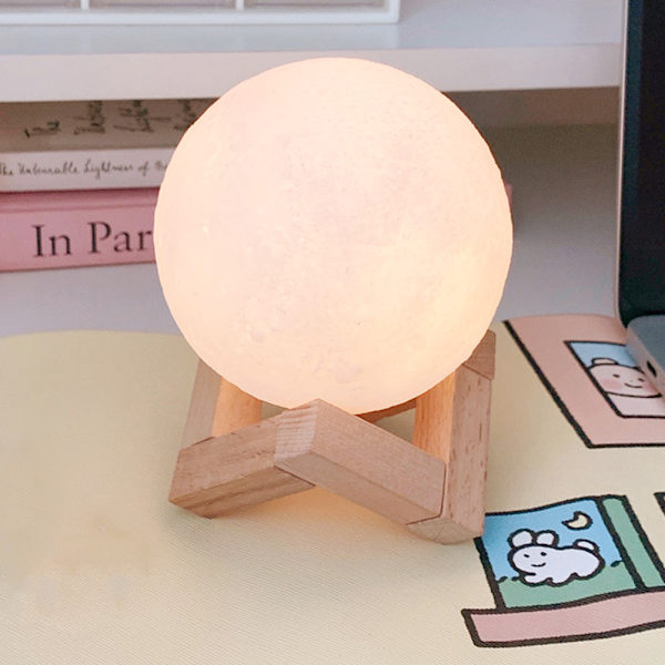 LED månlampa dekorativ nattlampa med träställ för barn pojkar flicka Without Wooden Frame 10cm