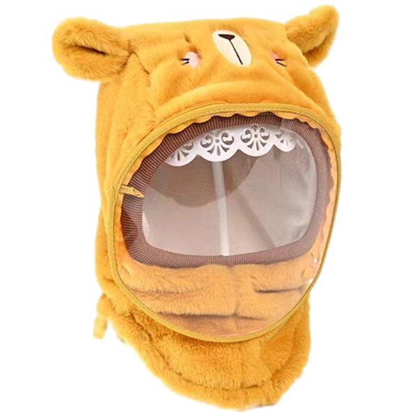 Söt tecknad mask cover hatt Anti-dimma värmande utomhus hatt för shopping Yellow Bear