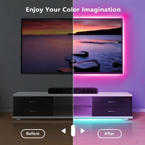 RGB- set med fjärrkontroller Bluetooth-kompatibla appar Party Bröllopslampor Dekor för inomhusrum 5m