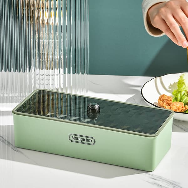 Förvaringslåda för tömning av ätpinnar med lock Multipurpose organizer Green