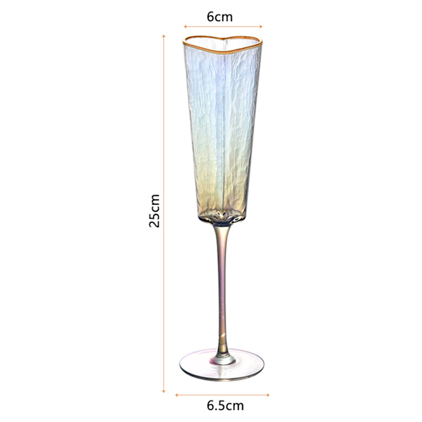 Guldkantad hjärtformad Champagne Flöjter Bägare Slitstarkt vin dricksglas för bröllopsfest 2pcs