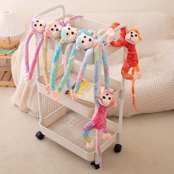 Färgglad Long Arm Monkey Doll Plyschleksak Mjuk Bekväm PP Bomull Kramdocka För Sovrum Vardagsrum Orange