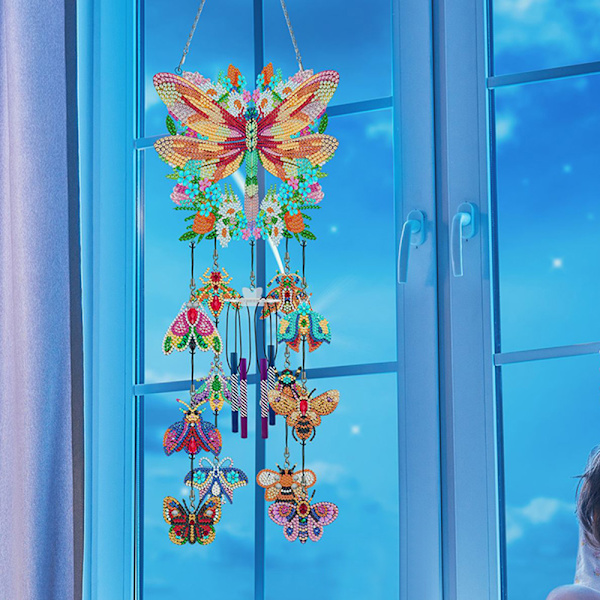 Gör-det-själv-prickade diamant-målning Wind Chimes Kit Robust charmig dekorativ rekvisita för balkong uteplatser Pfl507