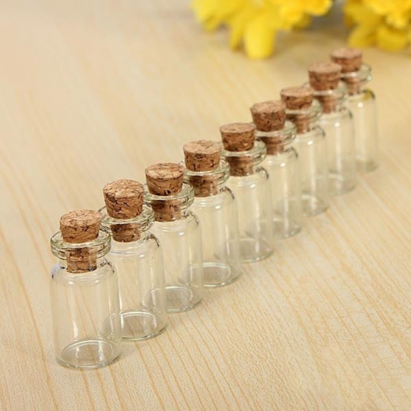 10 st 1 ml liten liten klar kork glasflaskor injektionsflaskor för bröllop juldekoration julklappar