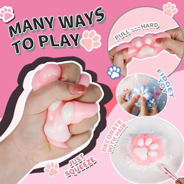 5-tums Stor Kattfot Squishy Leksak, Kawaii Taba Squishies, Kladdig Jelly Kitty Paw Squeeze, Stressreducerande Squeeze Leksak för Barn & Vuxna 2pcs