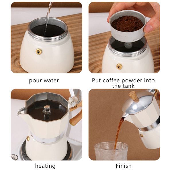 V-formad pip Moka Pot Högtrycksutvinning Kaffekannor för kök White