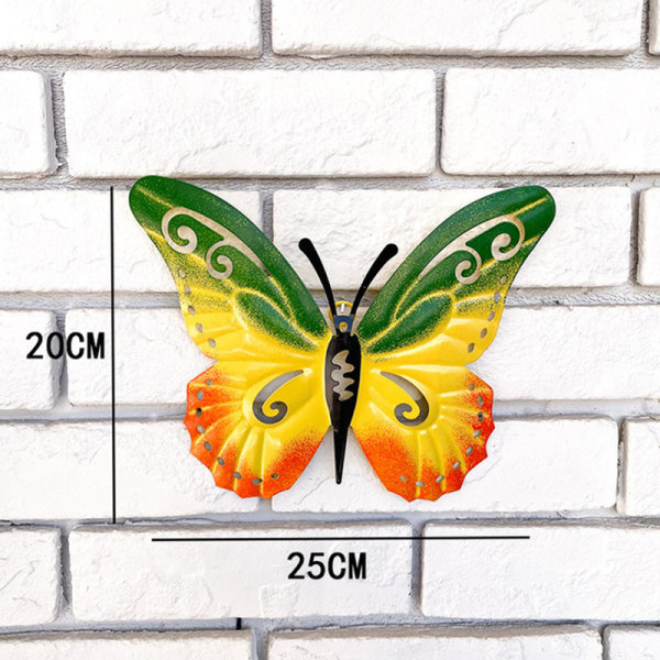 Välkommen tecken prydnad simulering metall solros fjäril väggkonst hängande gård staket dekoration för hem utomhus Green Butterfly