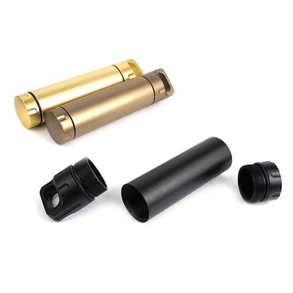 Bärbar vattentät kapsel tätningsflaska aluminiumlegering utomhus överlevnad pillerlåda multifunktionell behållare Black