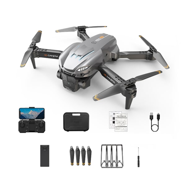 Vikbar trippellins kamera-drönare Optical Flows Positionering Quadcopters för nybörjare Grey 1 battery