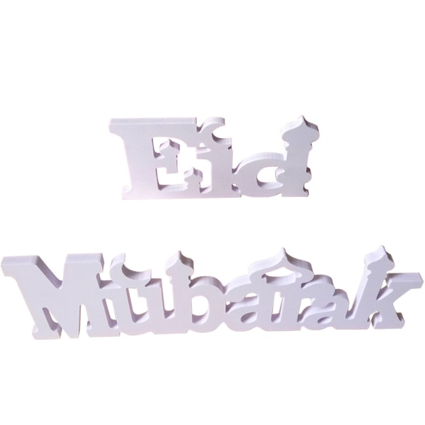 Eid Mubarak bokstäver skylt vit PVC hängsmycke Party Matbordsdekorationer JM01301