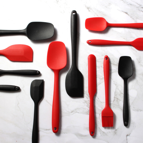 6st silikonspadar Set Värmebeständig non-stick bakredskap Set för matlagning Bakning Mixa Köksmaterial Black