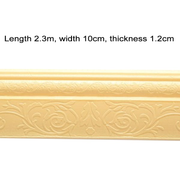 3D-mönster, självhäftande hörnlinjeklistermärken Peel and Stick Trimmbar DIY Sockel Vattentät Mjukt skum Takväggkant Cream-colored