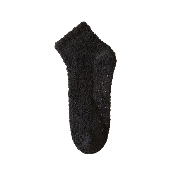 Fuzzy ankelstrumpor för damer med halkfri prick, hög elastisk ventilerande strumpa för kallt väder Black