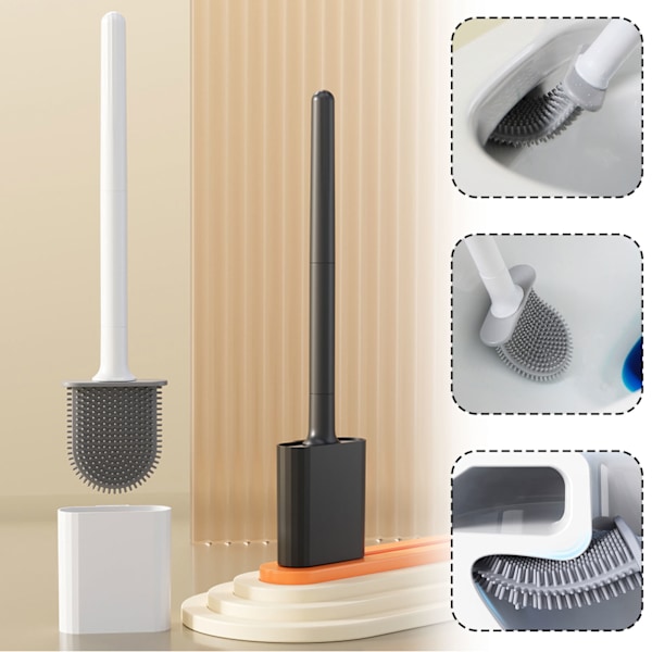 Modern hygienisk TPR toalettborste golv/väggmonterad toalettborste set för hem badrum Moon Mango White