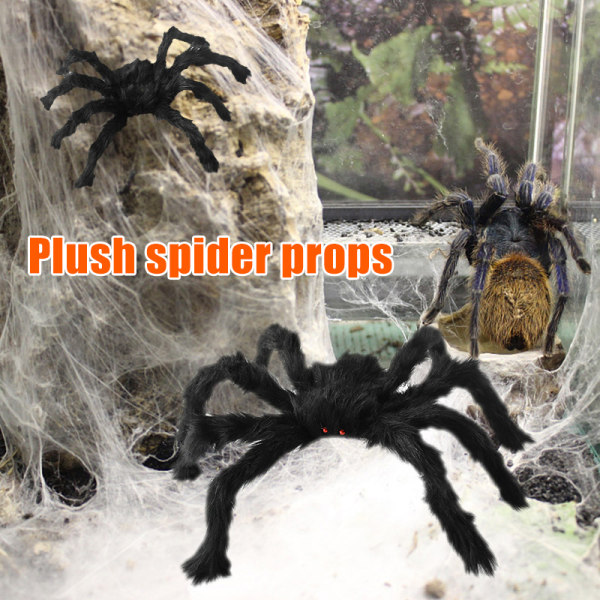 Skräck Stor Svart Plysch Spider Halloween Fest Dekoration Rekvisita Barn Barn Leksaker Spökhus Inredning Black 30cm