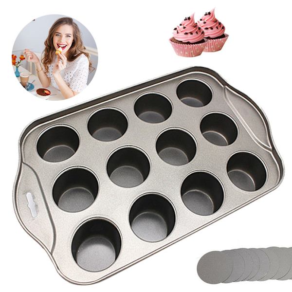 12 Mini tårtbricka Cheesecake Cup Non Stick Muffin Cupcake Bakform