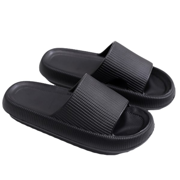 Lätta tofflor Comfort Casual tofflor med öppen tå plattform strandsandaler Black 36-37