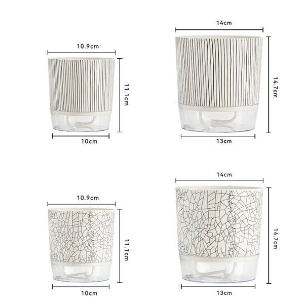 Transparent bas plast självvattnande blomkruka Bra dränerande Återställbar blomkruka för växtsuckulenter 4 Crack
