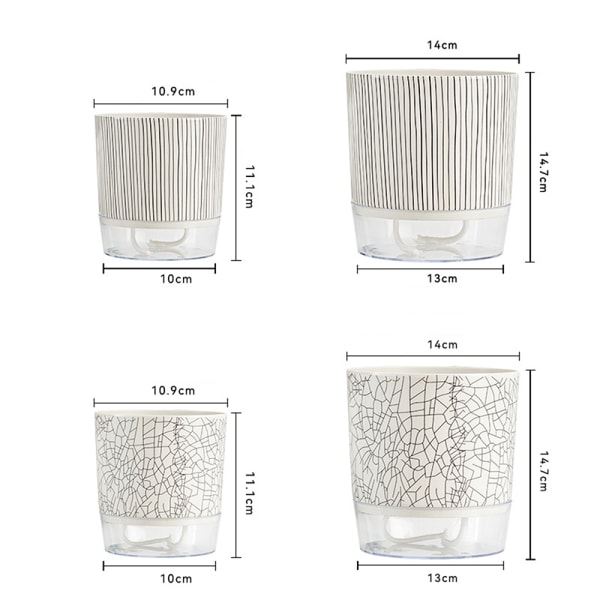 Transparent bas plast självvattnande blomkruka Bra dränerande Återställbar blomkruka för växtsuckulenter Zebra