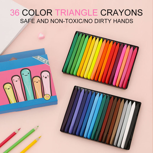 36 färger Triangulära kritor Triangulär färgpenna för studenter Barn Barn 24 Colors