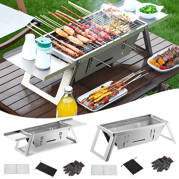 Vikbara grillgrillar i rostfritt stål Lättviktsgrillar som är lätta att bära för utomhuscamping Simple