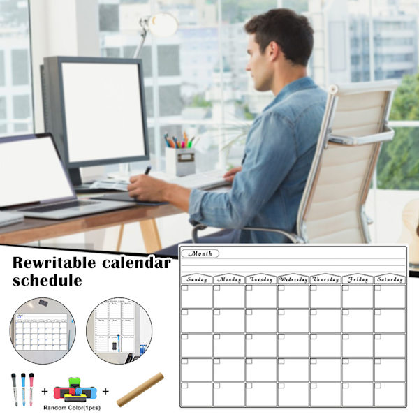 Raderbar kalender för kylskåp Magnetiska whiteboard-kalendrar Månads-/veckoplanerare Organizer Daglig anteckningsbok B