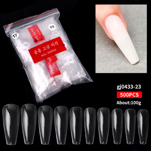 500 bitar Balett Nageltips Bit Set Mode Enkel Mjuk Nagellapp För Kvinnor Kvinna Gj0049 01