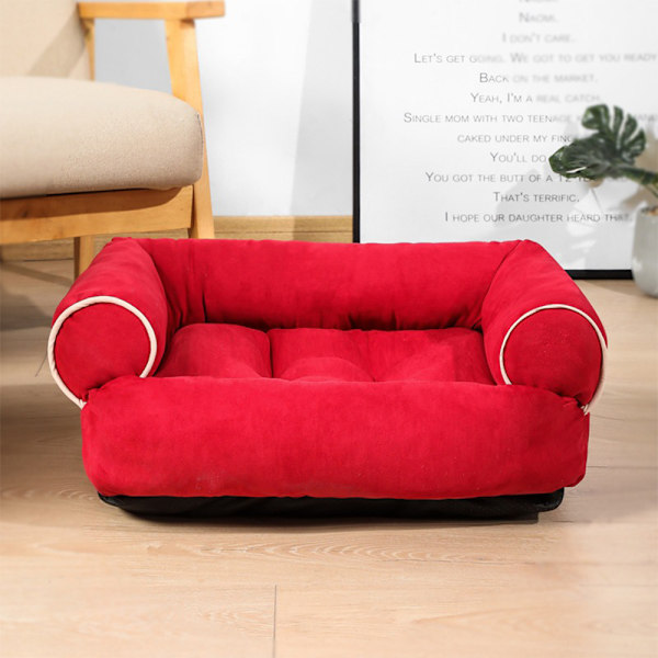 Solsäng Maskintvättbar Supermjuk plysch fluffig värmande husdjurssäng Red XL