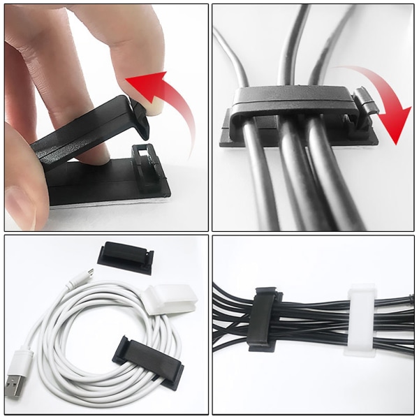 2/4/10 st Plast Cable Manager Kit Stabil Slitstark Cable Manager för mus Kabel Wire PC Black 10pcs