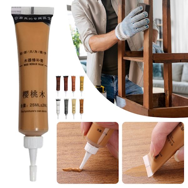 25g Träfärg Reparation Pasta Hål Återställande Lack Pasta För Garderob Skrivbord Deep Begonia