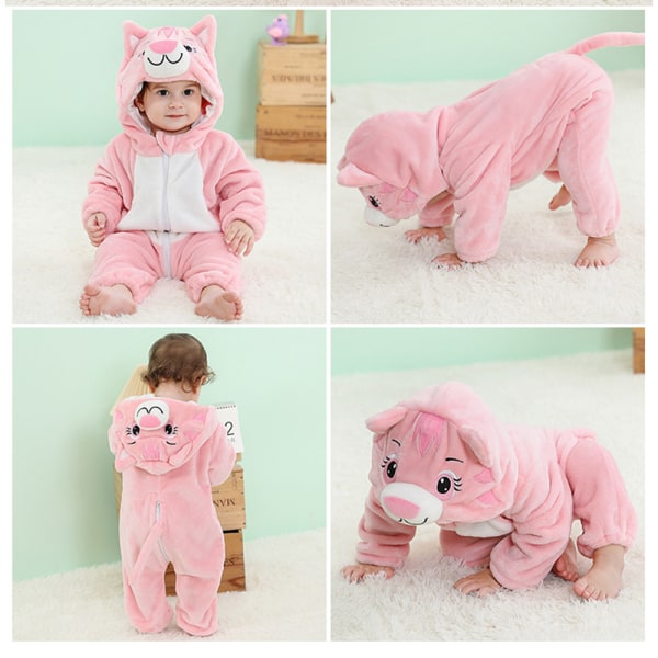 Barn Flanell Plysch Overall Söt Cartoon Djur Design Huva Onesie Pyjamas Smart Mouse 100