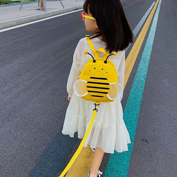 Pojkar Flickor Bee Shape Ryggsäck Tecknad Barn Ryggsäck Med Säker Anti-förlorade koppel Dragkedja Design Dagis leverans Yellow