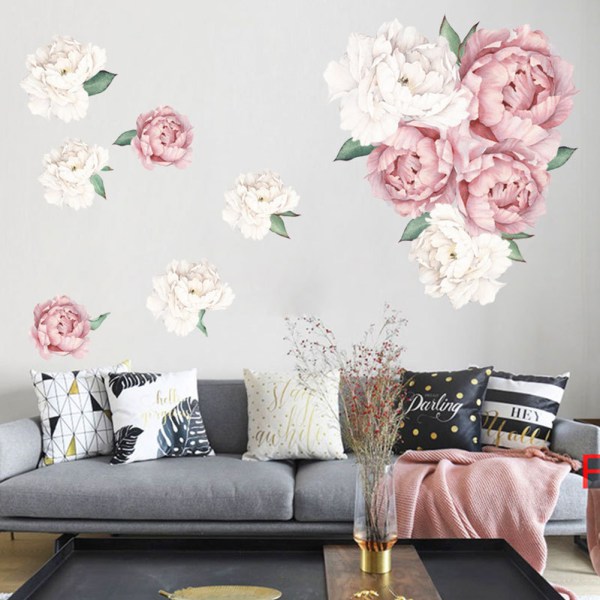 Creative Peony Flower Series Väggdekal Personliga väggdekaler för hemmet FX64094 Light Pink