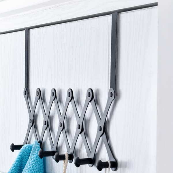 Infällbara dörrkrokar Rostfritt stål hängkrok Multifunktionsförvaringsställ för hembadrum sovrum Black 4 Hooks