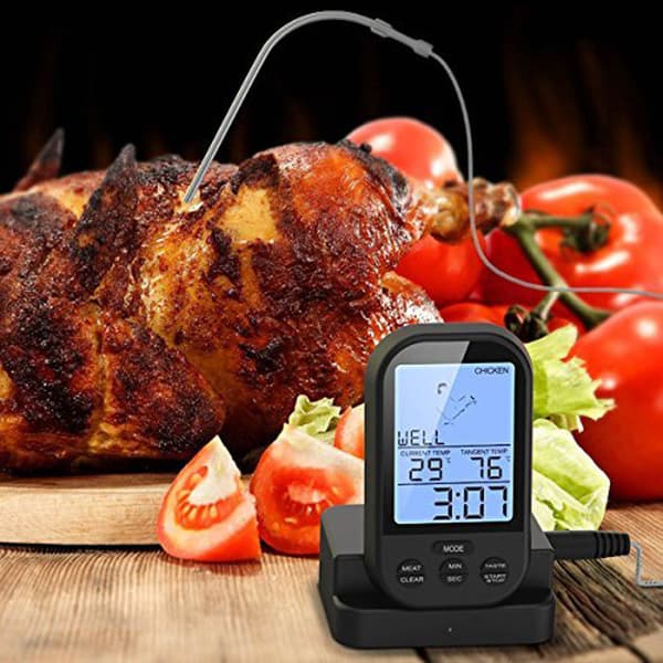 Trådlös Digital Kötttermometer Fjärrkontroll BBQ Kök Matlagning För Ugn Grill Rökare Med Timer