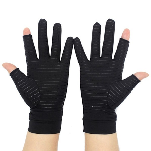 Kompressionshandskar för idrottsåterhämtning Unisex halkfria halvfingerhandskar Black Touch Screen L