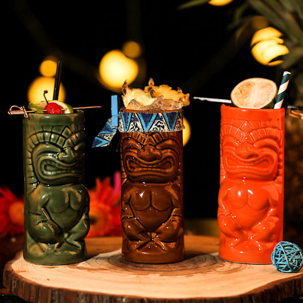 Härlig Hawaii-stil keramisk mugg Flerfunktions-återanvändbar kopp Hem Bar Party Drinkware C 415ML