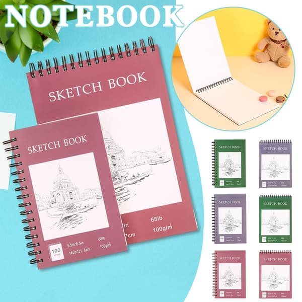 Art Students Coils Skissbok Kladdsäker High-Definition Sketch Notebook för utomhusbruk Red Wine 210*297
