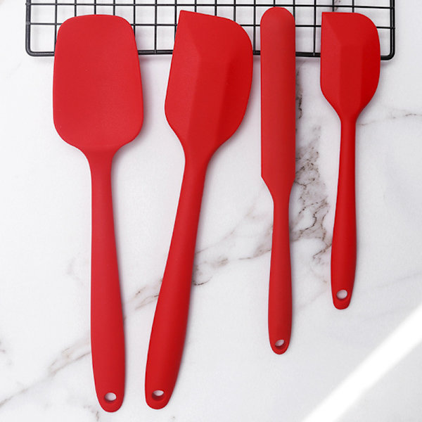 4st livsmedelsklassad silikonspatel Hög värmebeständig non-stick diskmaskin Säker BPA-fria köksredskap för bakning Red